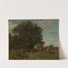Eiche am Waldrand und pflügender Bauer by Adolf Heinrich Lier