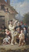Ein Ausrufer wird von Kindern geneckt