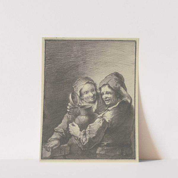 Ein Bauer und eine Bäuerin mit einem Weinkrug by Johann Georg Trautmann