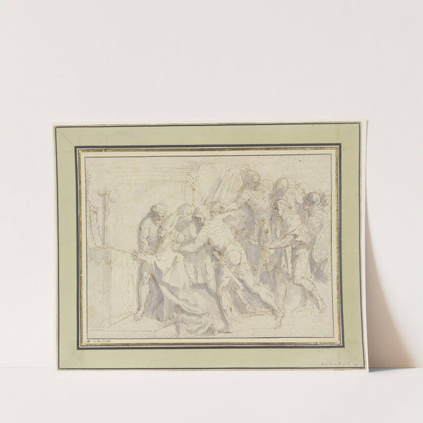 Ein Bischof wird von Soldaten am Altar angegriffen by Raymond Lafage