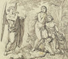 Ein Engel überbringt Adam und Eva Gottes Verbot, vom Baum der Erkenntnis des Guten und Bösen zu essen