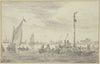 Ein hoher Signalmast halbrechts auf einer Landungsstelle, an der Ruderboote liegen