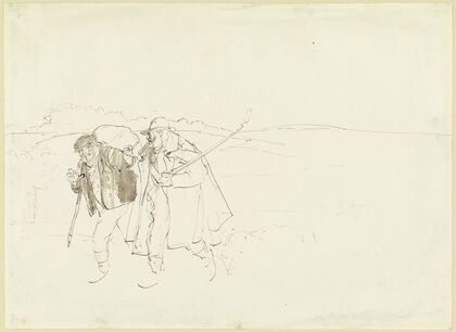 Ein Schäfer und ein Händler auf Wanderschaft