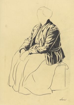 Einzelfigur (Skizze sitzende Frau)