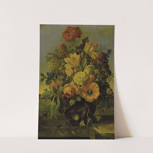 Elaborate Floral Bouquet on a Marble Ledge with a Landscape Beyond by Franz Xaver Petter