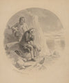 Elderly man and a youth watching the sun set over the sea