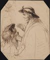 Elderly woman talking with two children