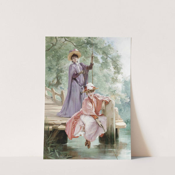 Elegant Ladies Fishing by Georges Jules Victor Clairin