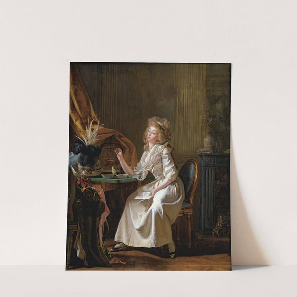 Elegant Looking At A Miniature Portrait by Michel Garnier