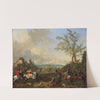 Elegant riders in a hunting scene with falcons by Jan Frans van Bredael