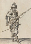 Elegantly Dressed Soldier Preparing to Fire His Caliver