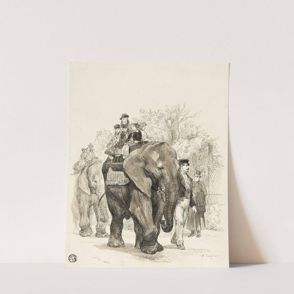 Elephant with Riders in Jardin des Plantes, Paris by Auguste Andre Lançon