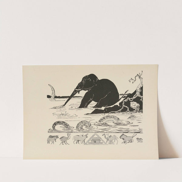 Elephant&#039;s child having his nose pulled by the Crocodile by Rudyard Kipling