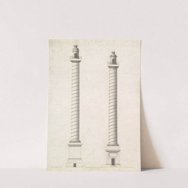 Elevation of Column of Antoninus Pius and Elevation of Column of Trajan by Antonio Maria Visentini