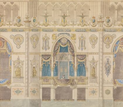 Elevation of Reims Cathedral with the Royal Box for the Coronation of Louis XVIII