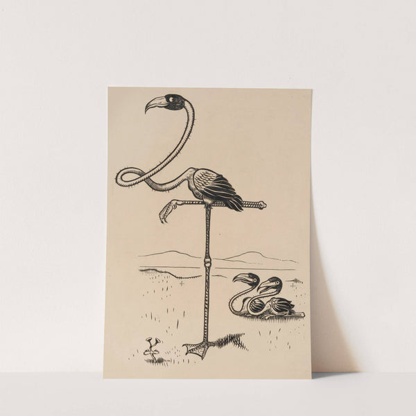 Eleven comic strip frames of flamingo shaping figures with its long neck Pl.4 by Franklin Morris Howarth