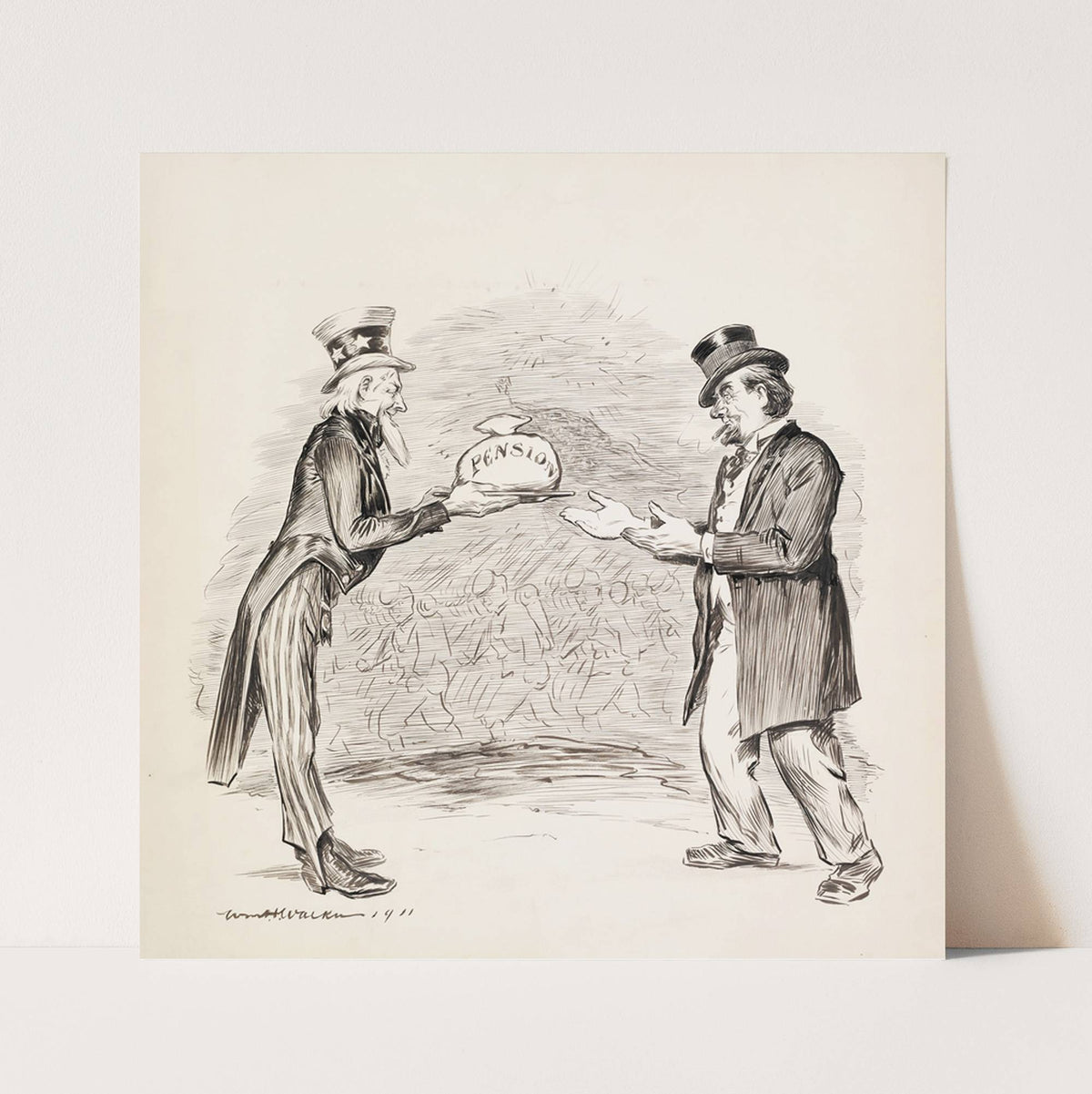 Eligible. Uncle Sam; A pension; Certainly (1911) by William Henry Walker