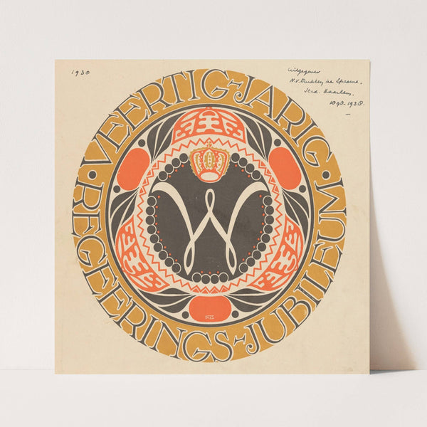 Embleem voor veertigjarig regeringsjubileum koningin Wilhelmina der Nederlanden (1938) by Carel Adolph Lion Cachet