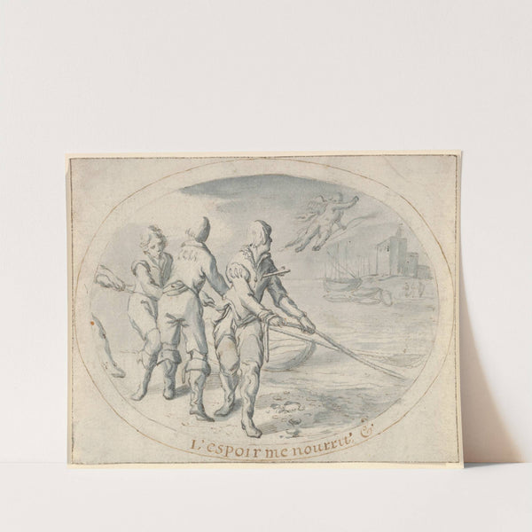 Emblem Drawing (&#039;Hope sustains me&#039;) by Jacob Matham