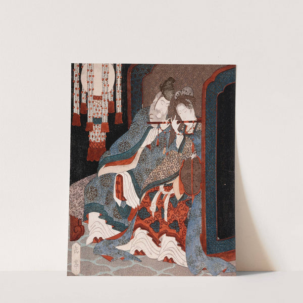 Emperor Ming Huang and Yang Guifei Playing a Flute Together by Yashima Gakutei