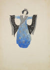 Emperor’s New Clothes: Blue dress with silver neckline and print (1934-1943)