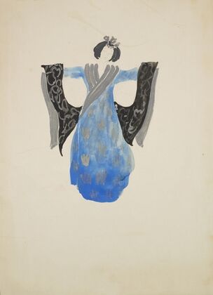 Emperor’s New Clothes: Blue dress with silver neckline and print (1934-1943)