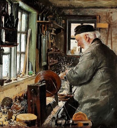 En Drejer ved sin Drejebænk (1890)