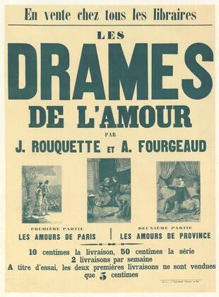 En vente chez tous les libraires, les Drames de l’amour par J. Rouquette et A. Fourgeaud (1886)