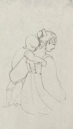Enfant appuyé sur l’épaule de sa mère