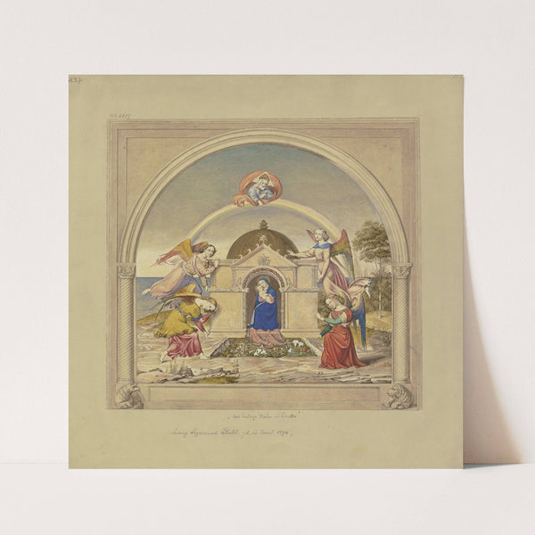Engel tragen das Haus der Heiligen Familie von Nazareth nach Loreto by Ludwig Sigismund Ruhl
