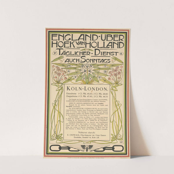 England &#8211; über Hoek van Holland täglicher Dienst auch Sonntags (1893) by Ludwig Willem Reymert Wenckebach
