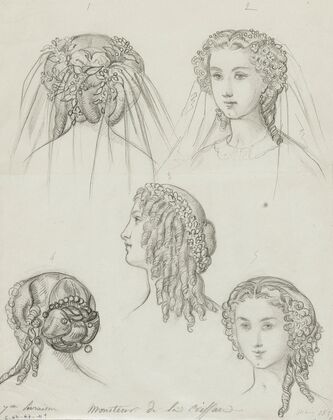 Ensemble de 5 coifures et coiffes (1859)