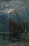 Entrance of a Harbour by Night
