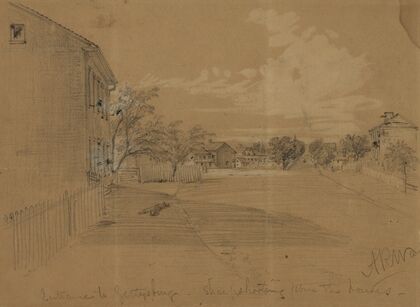 Entrance to Gettysburg–sharpshooting from the houses