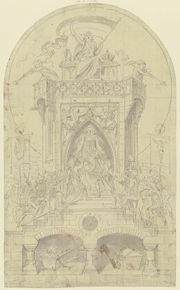 Entwurf fü das Transparent am Holländischen Hofe zu Ehren des Vorparlaments zu Frankfurt 1848