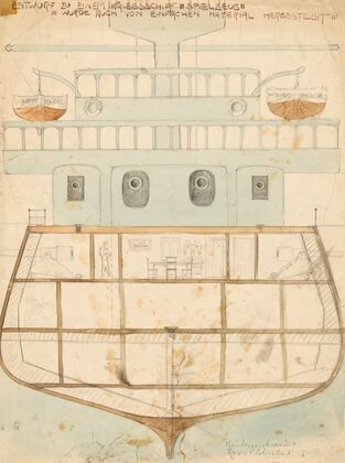 Entwurf zu einem Kriegsschiff-Spielzeug (ca 1905)