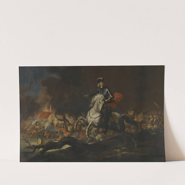 Equestrian Portrait of Commander Johann Kaspar Freiherr Von Hillesheim  (1679-1761), In Front of a Battle by Johann Philipp von der Schlichten