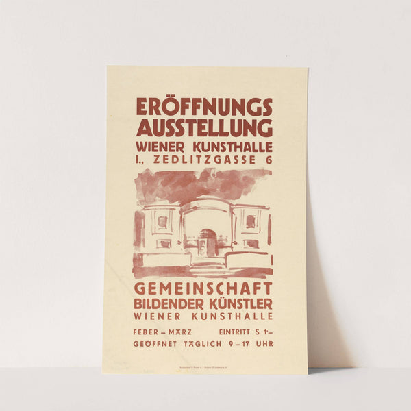 Eröffnungsausstellung Wiener Kunsthalle, I. Zedlitzgasse 6 – Plakat (1938) by Buchdruckerei M. Reitner