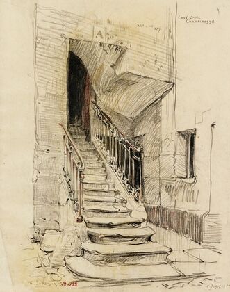 Escalier et cour, 22 rue Chanoinesse
