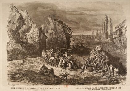 Escena de inundacion en las cercanias del cuartel de la Part-Dieu, en Lyon (1856)