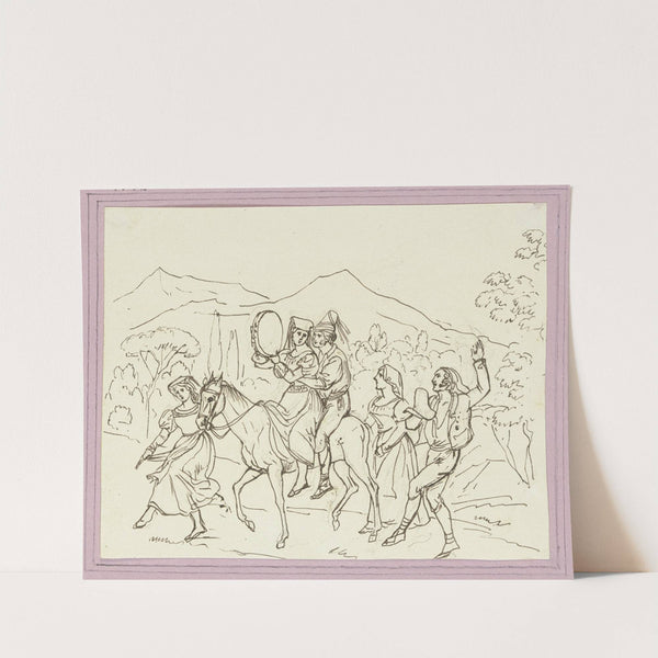 Eselsritt (Brautpaar auf einem Esel und drei weitere Figuren) by Friedrich Mosbrugger