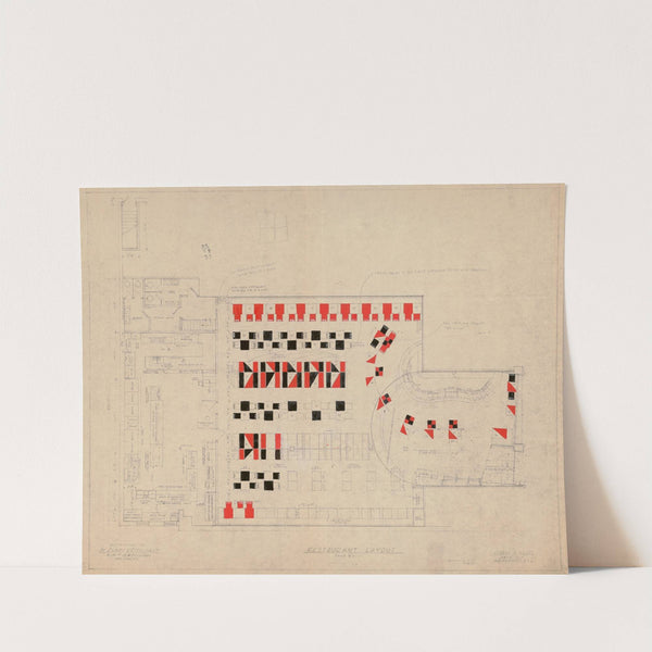 esigns and photographs for alterations to St. James Bar Restaurant, W. 181st St. and Broadway, New York, NY.] [Plan for restaurant layout of booths and tables (1945) by Winold Reiss