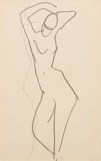 Esquisse de femme nue debout de face, bras au-dessus de la tête (1905-1907)
