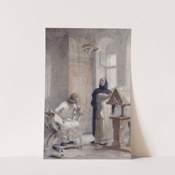 Esquisse pour l&#039;escalier de la Sorbonne ; Louis IX à l&#039;abbaye de Royaumont by Théobald Chartran