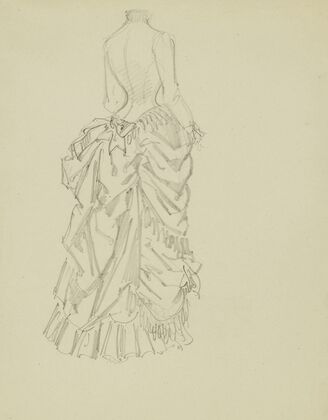 Esquisses d’une robe vue de dos et de profil de chez madame Bréant-Castel (1879-1889)