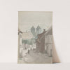 Et kik ned ad et stræde mod Viborg Domkirkes to tårne by Martinus Rørbye