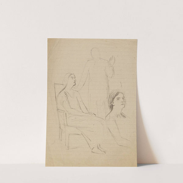 Etude avec trois personnages dont une femme assise à gauche by Arthur-Joseph Gueniot