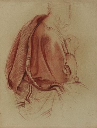 Etude de draperie buste d’homme vu de profil vers la droite (1918)