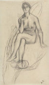 Etude de femme nue assise de face