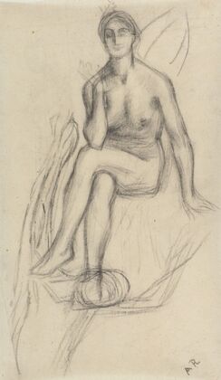 Etude de femme nue assise de face